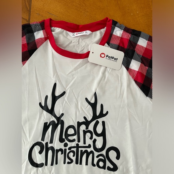 Christmas Pajamas Reindeer Red Black White Plaid matching set Sz 2XL PJs Unisex - Picture 2 of 4